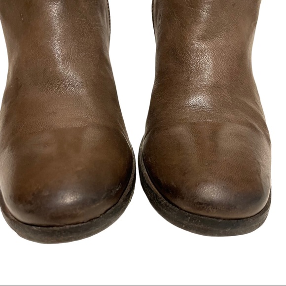 Leather Made in Italy Block Heel Flat Round Rivet Detail Inside Zip Ankle Boot - Picture 7 of 16